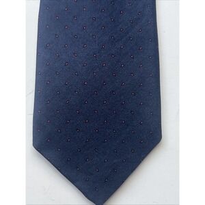 John Wanamaker Navy Mini Red Dot Bert Pulitzer Hand Printed 100% Silk Tie